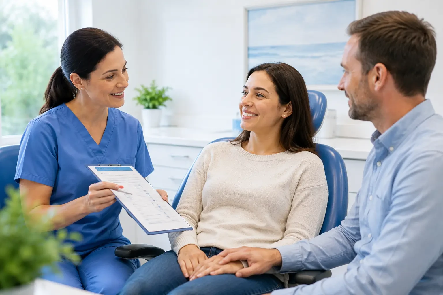 Smiling patient having a calm dental consultation before treatment